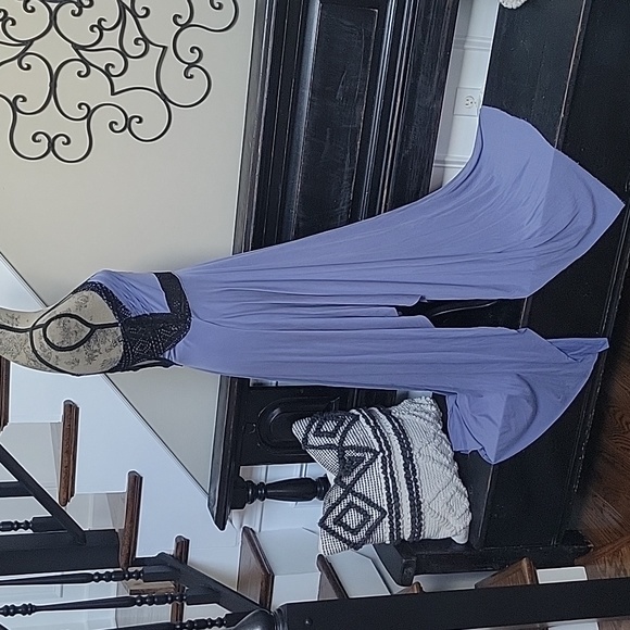 Gorgeous Free People Periwinkle & Black Crochet Maxi Dress S  Strappy Back - Picture 5 of 11